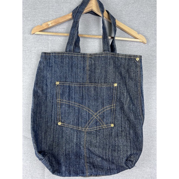 The Unbranded Brand Handbags - Unbranded Selvedge Denim Tote Bag Indigo Blue Heavyweight Cotton Work Bag Pocket